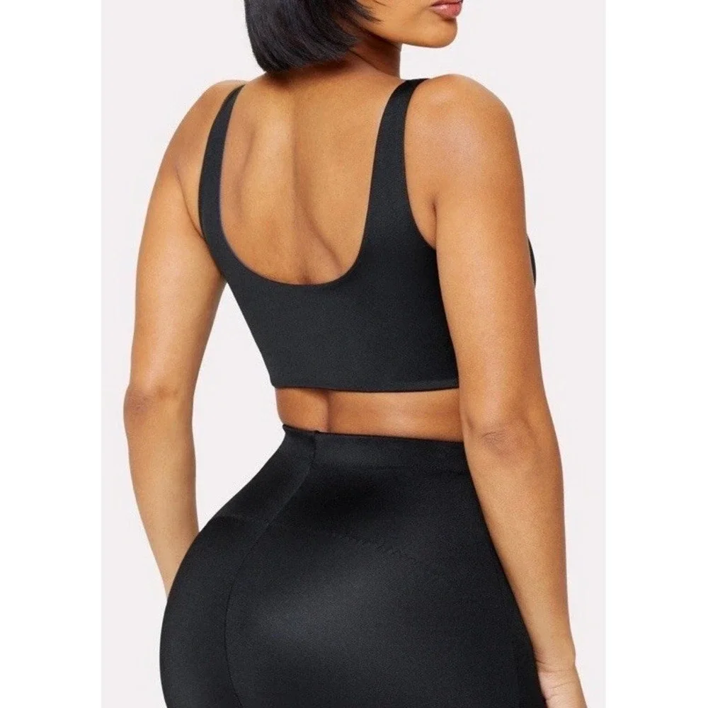 Yitty Fabletics Headliner Shaping Midi Bralette Square Neck Black Blue Lined 2XL